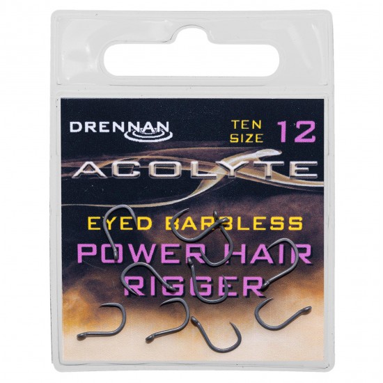 Carlige Drennan - Acolyte Power Hair Rigger Barbless Nr. 12 Carlige Drennan - Acolyte Power Hair Rigger Barbless Nr. 12